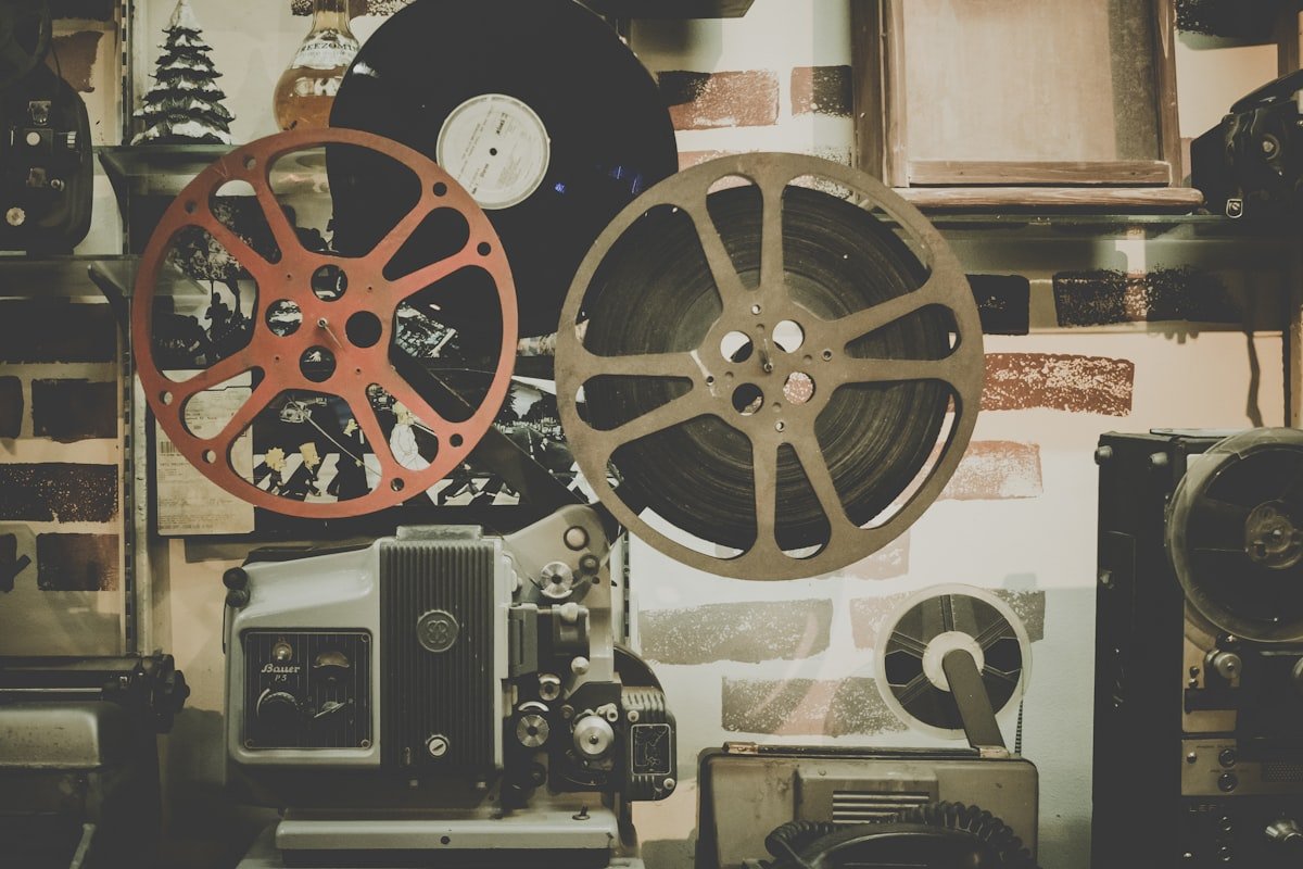 Close-up of cinema film reel